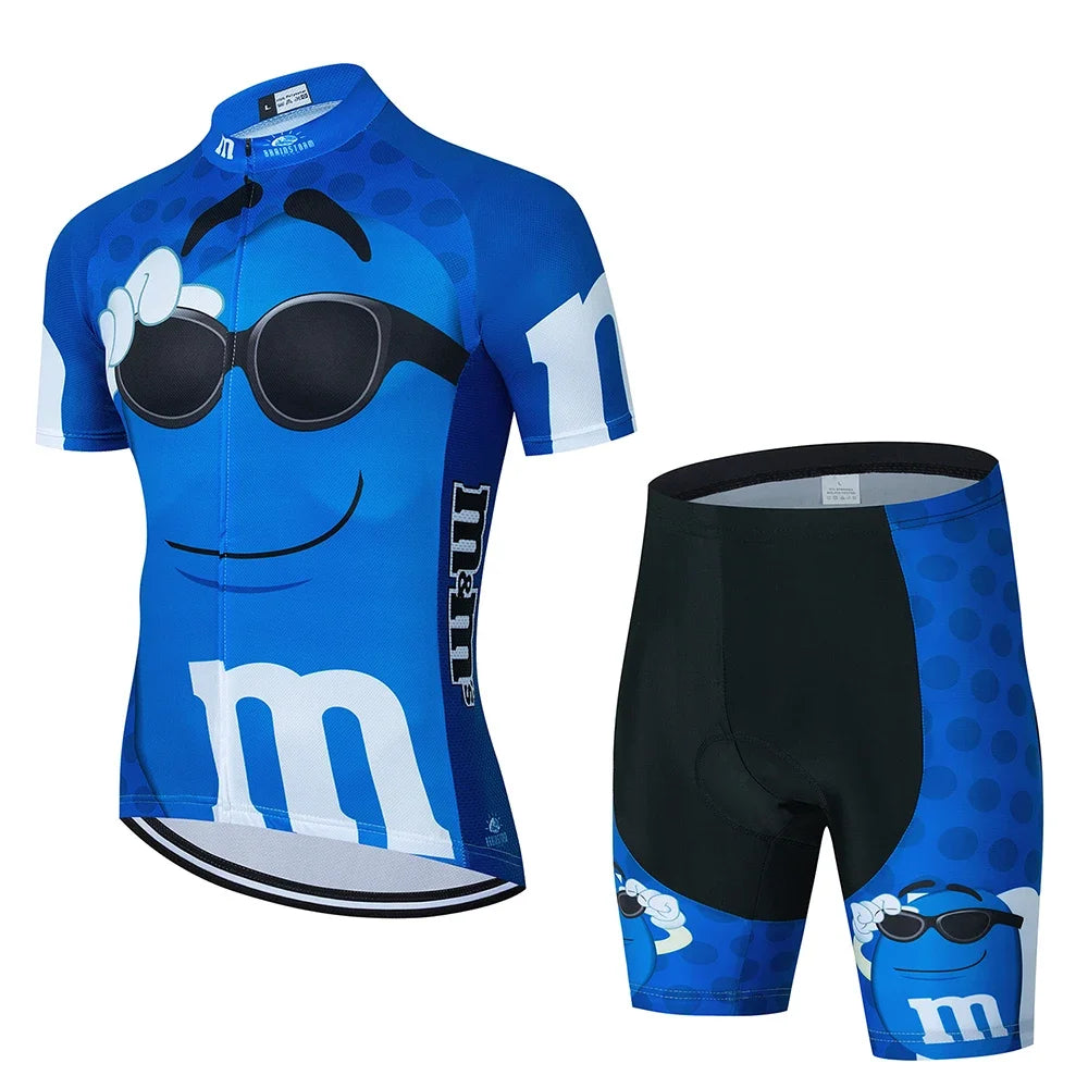 2024 Cartoon Cycling Clothing Men Short Sleeve MTB Ropa Ciclismo Breathable Summer Sportswear Outdoor Bicycle Clothes Bib Shorts