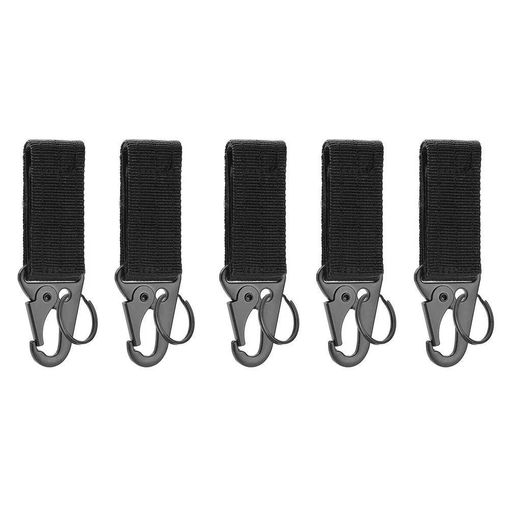 2/5 PCS.Tactical Hanging Buckle Molle Nylon Webbing Carabiner Belt Triangle Keychain for Outdoor Climbing Camping Tool Accessory