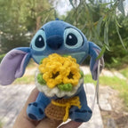 Genuine Lilo & Stitch Holding Flowers Cartoon Stuffed Plush Dolls Anime Plush Baby Toys Pendant Toys Kawaii Kids Birthday Gift