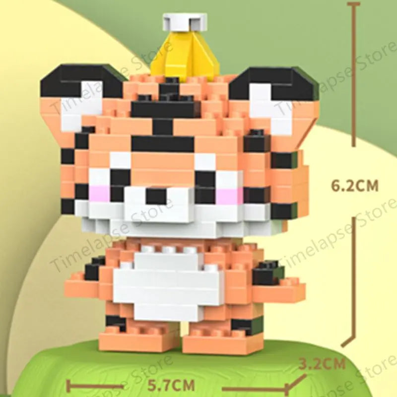 DIY Cute Animals Lion Corgi Dolphin Hamster Rabbit Dog Cats Fish Tanks Building Blocks Kit Girl Bricks Model Toy
