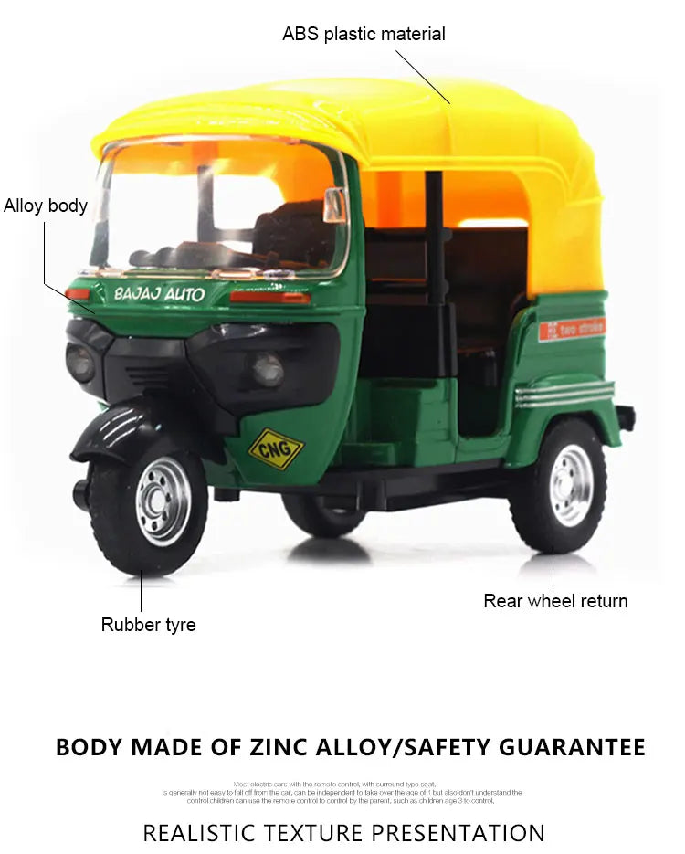 Indian tricycle alloy toy boy simulation alloy car model children's regenerative toy car car car ornament