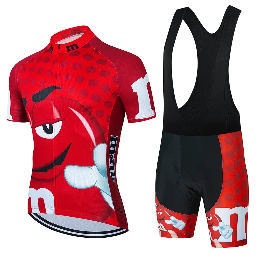 2024 Cartoon Cycling Clothing Men Short Sleeve MTB Ropa Ciclismo Breathable Summer Sportswear Outdoor Bicycle Clothes Bib Shorts