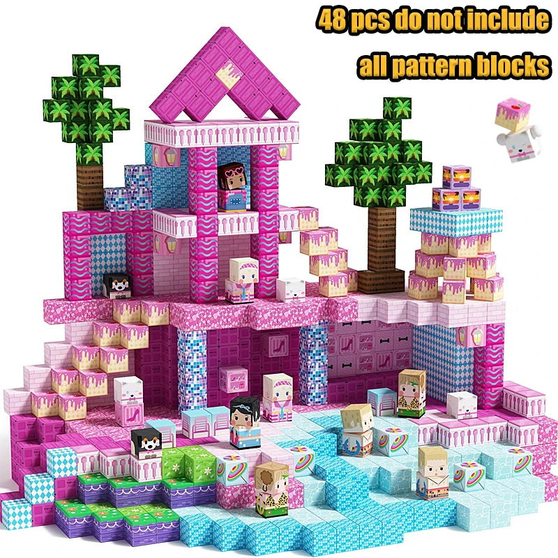 New Magnetic Building Blocks Mine World Magnetic Cozy Forest Cabin Construction Brick Cube STEM Boy Girl Children Toy Set Gift