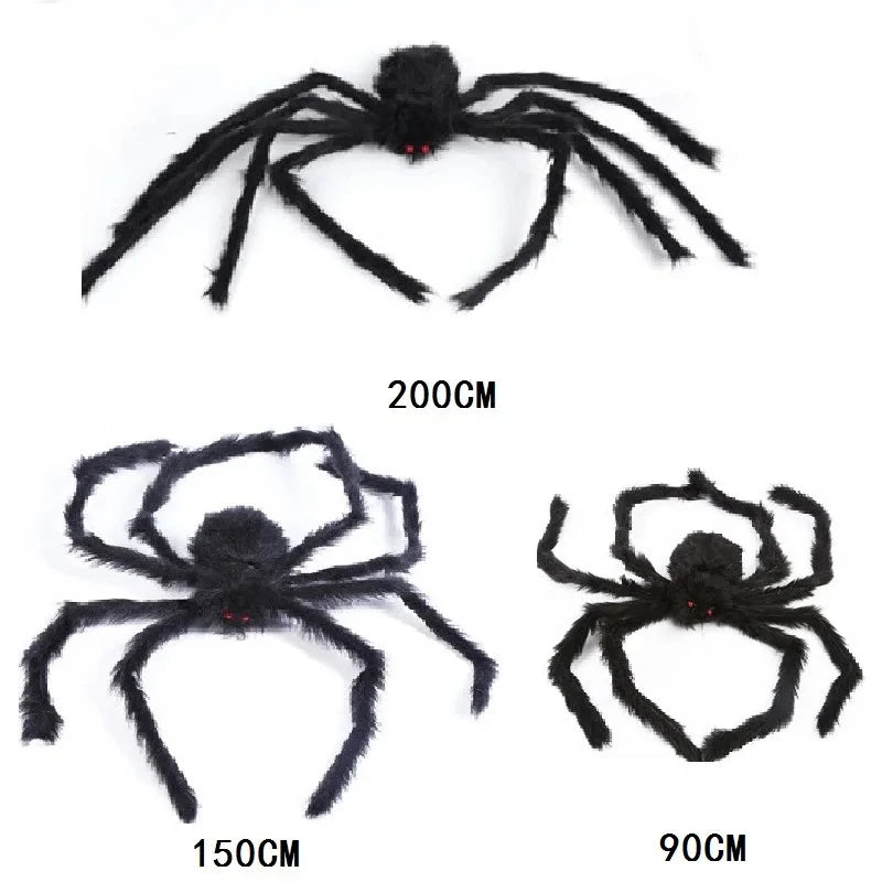 30/90/150cm Halloween Black Scary Giant Spider Huge Spider Web Halloween Decor Home Bar Haunted House Prop Holiday Outdoor Decor