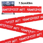 Halloween Decoration Caution Tape Window Prop Skull Zombie Warning Tape Signs Halloween Props Party Favors Haunted House Décor