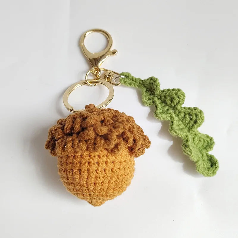 Cute Fruit Series Crochet Keychain Handmaking Knitted Strawberry Keyrings Cute Cherry Keyrings For Bag Pendant Custom Accessory