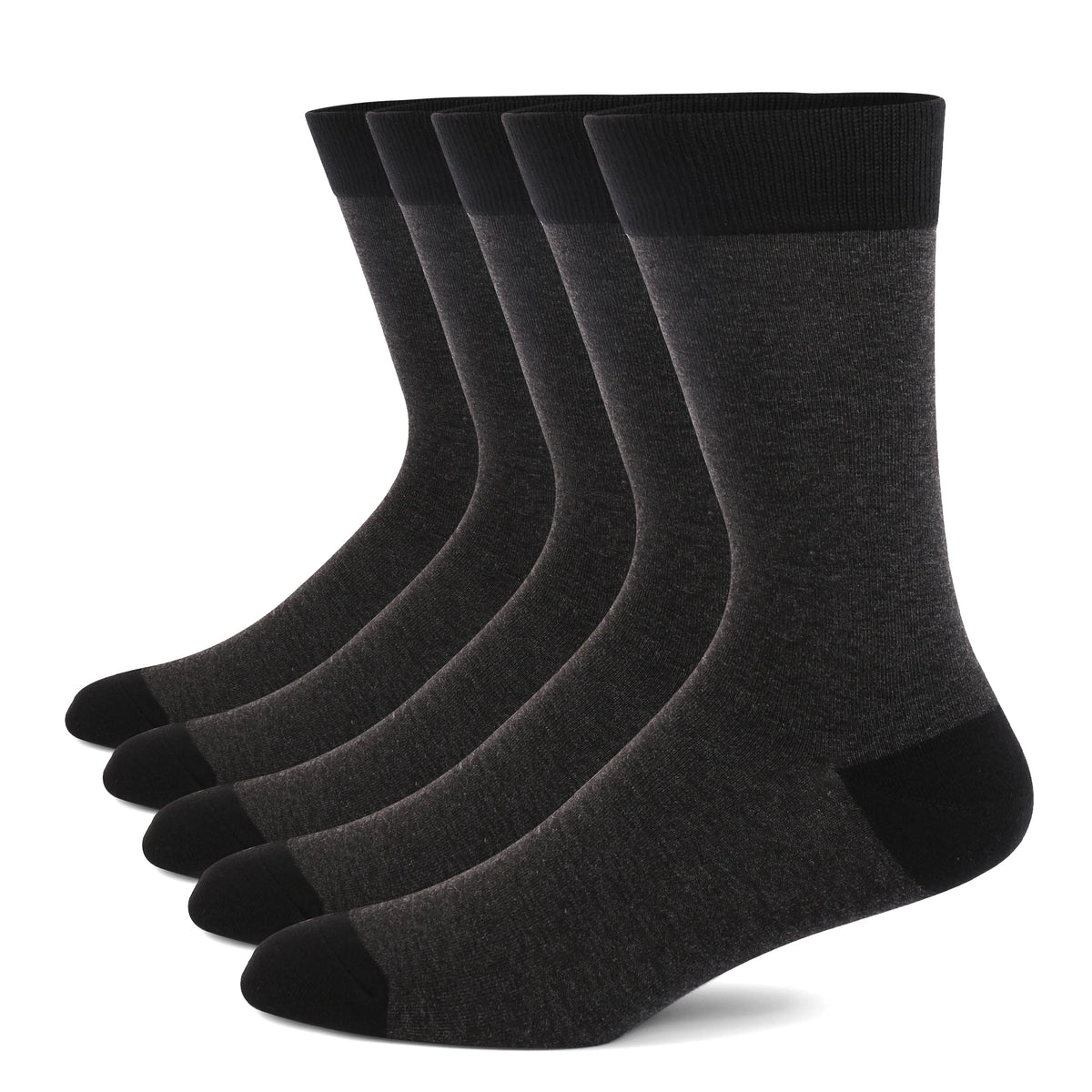 5 Pairs Mens Dress Socks Plus Large Size，High Quality Combed Cotton Crew Socks，Black Cool Argyle Breathable Casual Socks for Men
