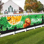 Ghost Halloween Pumpkin Banner Retro Halloween Party Signs Banner Decorations Fence Yard Porch Sign Outdoor Terror Decorations