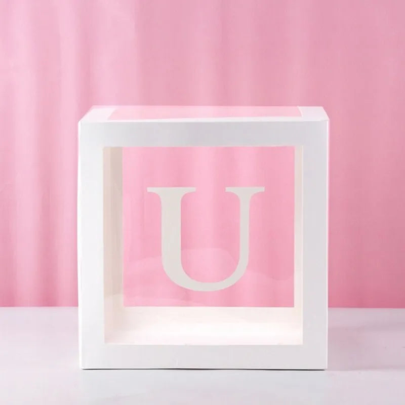 Transparent Letter Balloon Box Baby Shower Decorations Happy Birthday Wedding Decor 1st Birthday Party Supplies Balloon Box