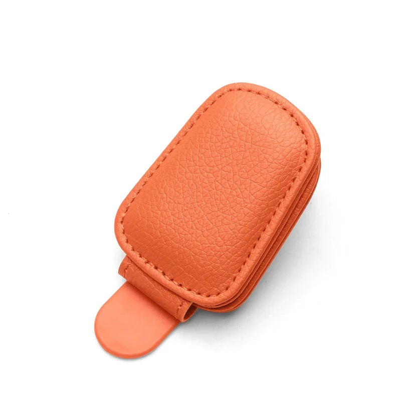 1/2Pc Sunglasses Holder Is Suitable for Car Sun Shades Magnetic Leather Sunglasses Clip and Ticket Clip Car Sunshade Accessories