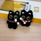 Cute Mini Black Cat Pendant Keychain Cartoon Plush Kitten Doll Charms With Beaded Chain Cuddly Black Kitten For Boys Girls Gifts