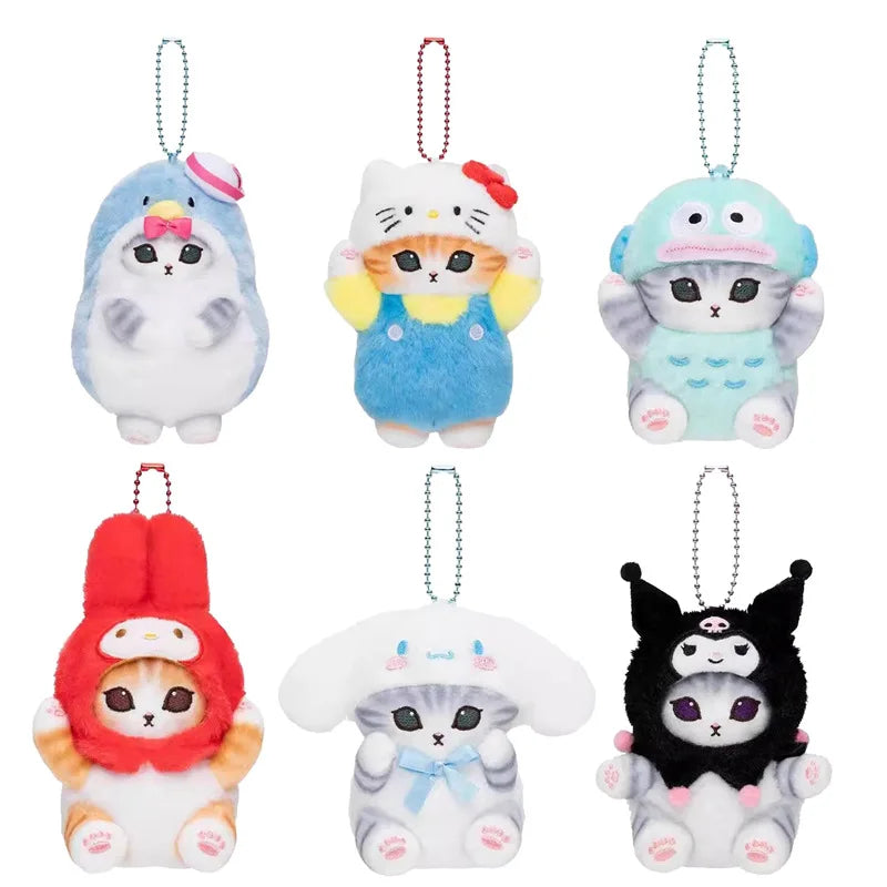 Kawaii Mofusand Cross-Dressing Sanrio Hello Kitty Kuromi Hanyodon Plush Keychain Pendant Anime Plush Backpack Pendant
