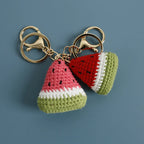 Cute Fruit Series Crochet Keychain Handmaking Knitted Strawberry Keyrings Cute Cherry Keyrings For Bag Pendant Custom Accessory