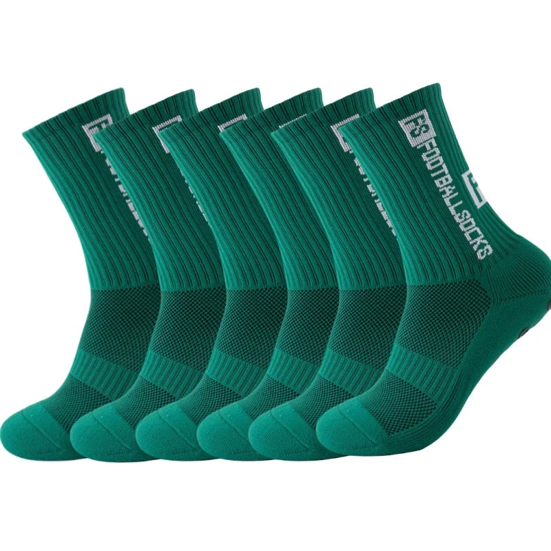 6Pairs/Lot FS Football Socks New Style Round Silicone Suction Cup Grip Anti Slip Soccer Socks Sports Men Baseball Rugby Socks