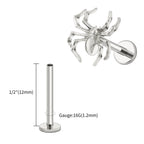 Right Grand ASTM F136 Titanium Spider Labret Lip Ring Tragus Cartilage Conch Flat Helix Stud Earring Halloween Piercing Jewelry