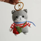 Exquisite Kitten Doll Crochet Keychain For Bag Pendant Knitted Small Cat Doll Keyrings Cute Kitten Keychain Custom Accessories