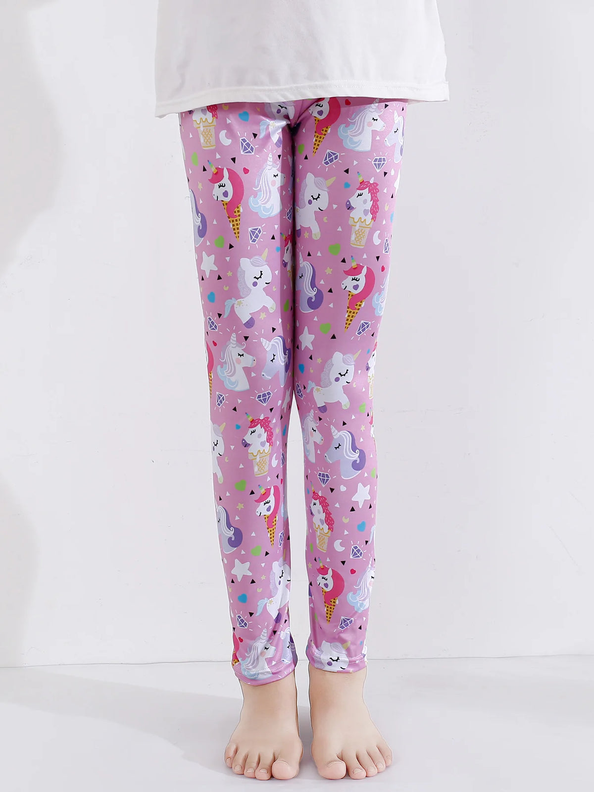 1 Pair of Cute Print Kids Baby Girl Leggings Spring Summer Children Stretch Slim Pants Suitable for 2-12 Years Girls Daily Wear