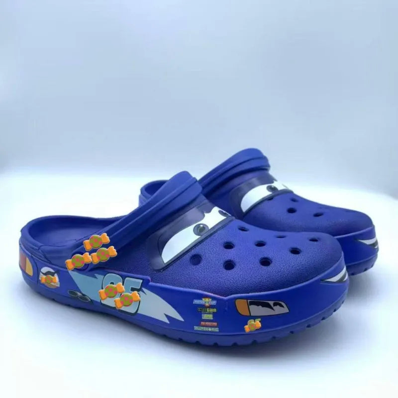 Lightning McQueen Hole Shoes Anime Cartoon Printing Kawaii Summer Travel Joker Portable Beach Cars Sandals Slippers Holiday Gift
