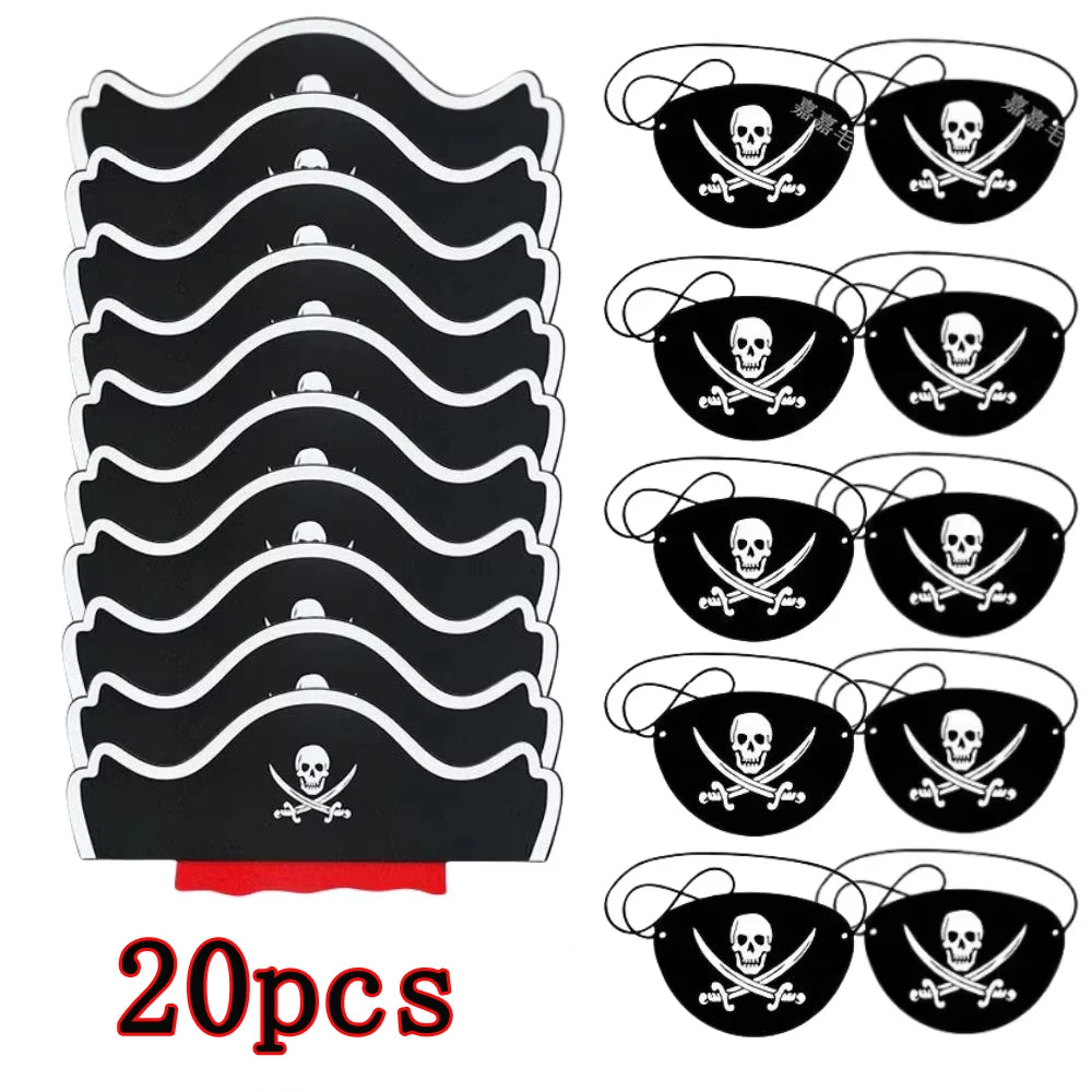 5/10/20pcs Pirate Eye Patches Skeleton Eye Mask Felt One Eye Skeleton Captain Eye Patches for Halloween Pirate Theme Party Decor