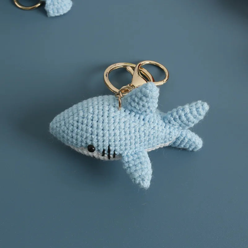 Ocean Series Animal Doll Crochet Keychain Handmaking Knitted Tropical Fish Keyrings Crochet Shark Doll Keychain Custom Accessory