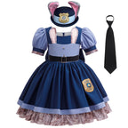 Girls Judy Bunny Police Officer Dress Disney Zootopia 2 Bunny Costume for Kids Cosplay Dress With Accessories Fancy Outfits