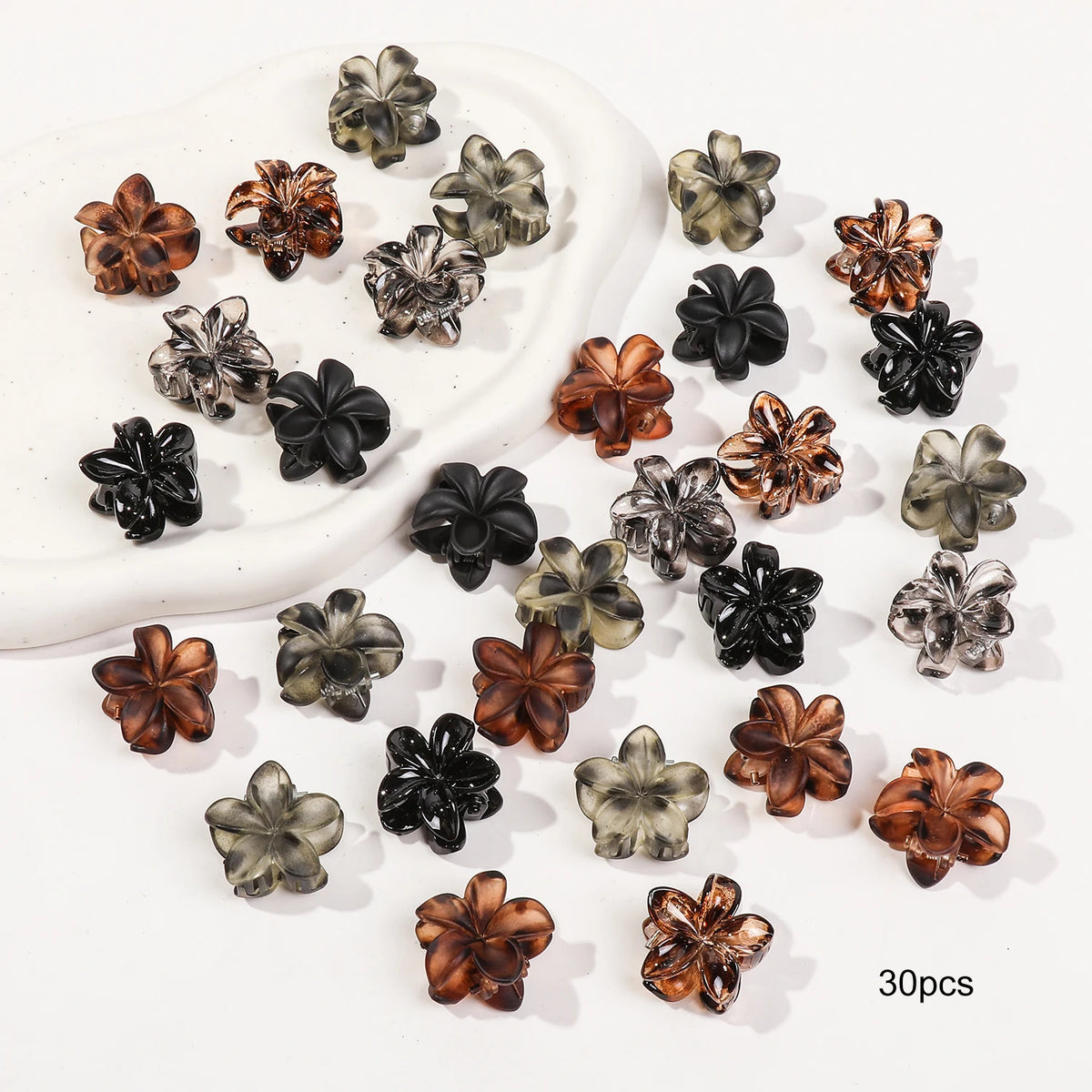 12/24/30Pcs Mini Flower Hair Claw Clips Pack for Women Girl Cute Hair Accessories Creaseless Styling for Bangs Tiny Hair Styling