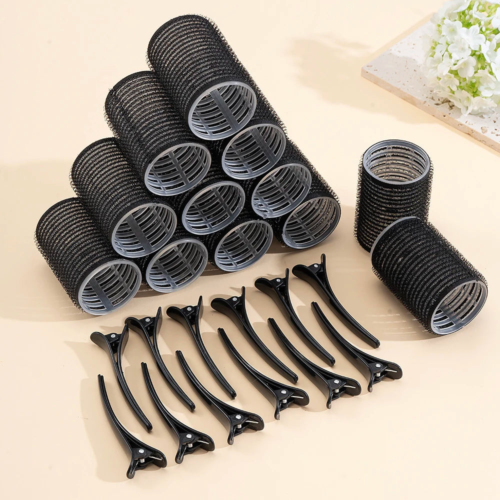 24pcs/Set Self Grip Hair Rollers No Heat Hair Clip Curlers Heatless Curls Hair Bangs Volume Self-adhesive Hook DIY Styling Tools