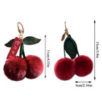 Keychain Key Fob Bag Pendant Fluffy Cherry Keyring Bag Hanging Leaf Artificial Rabbit Fur Ball Key Holder Plush Bag Accessories
