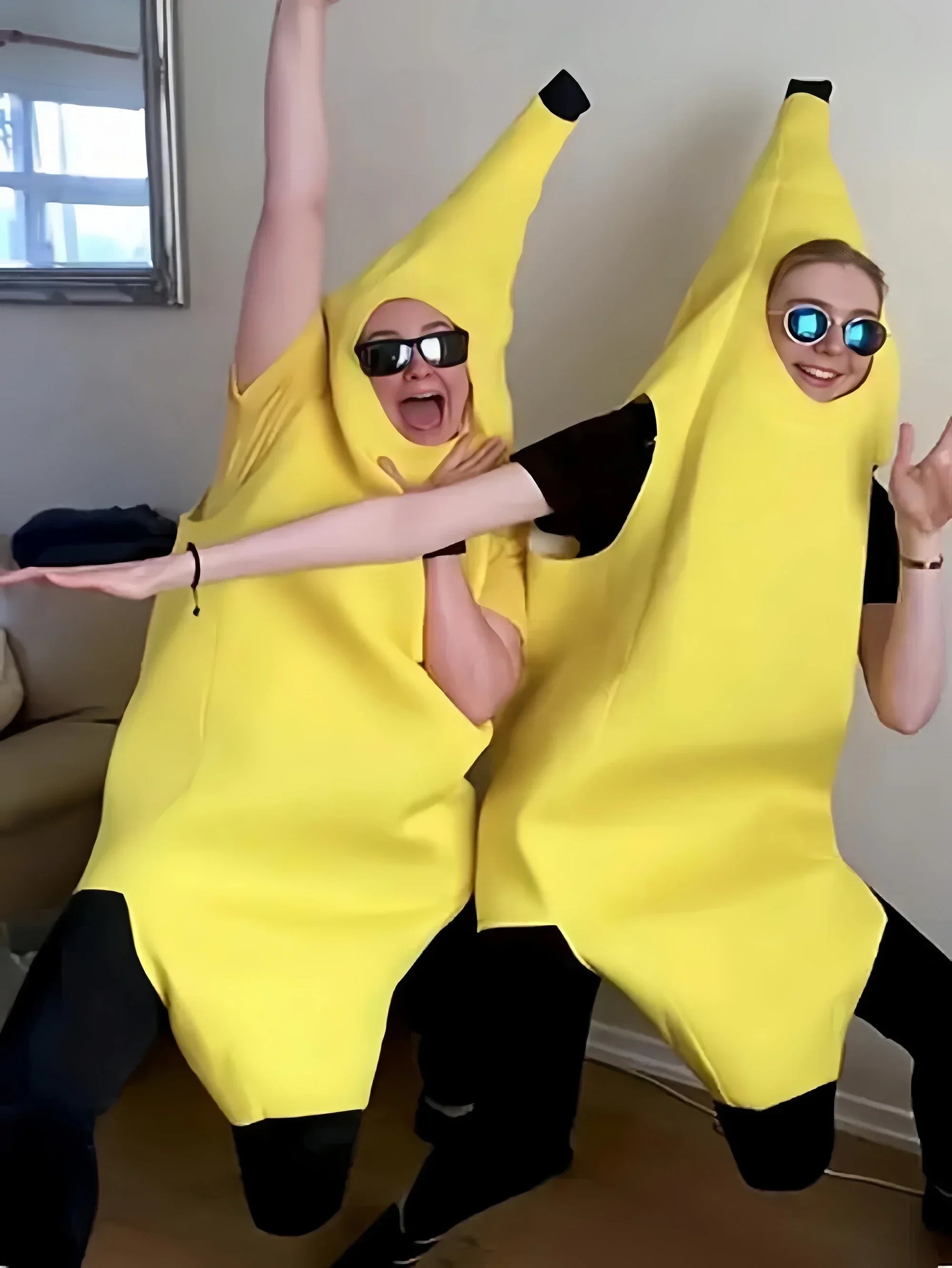 Adult Kids Unisex Funny Banana Cosplay Costume Suit Yellow Halloween Fruit Fancy Party Festival Dance Dress Costume
