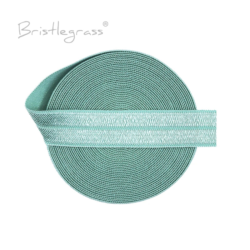 BRISTLEGRASS 2 5 10 Yard 5/8" 15mm Solid FOE Shiny Fold Over Elastic Spandex Satin Band Hair Tie Headband Dress Sewing Lace Trim