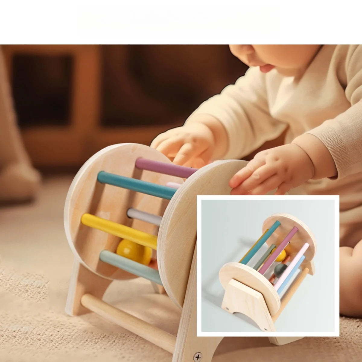 Baby Handheld Bell, Ringing Instrument, Early Childhood Education, Soothing Bed Bell, Wooden Gripping, Chewing Toy