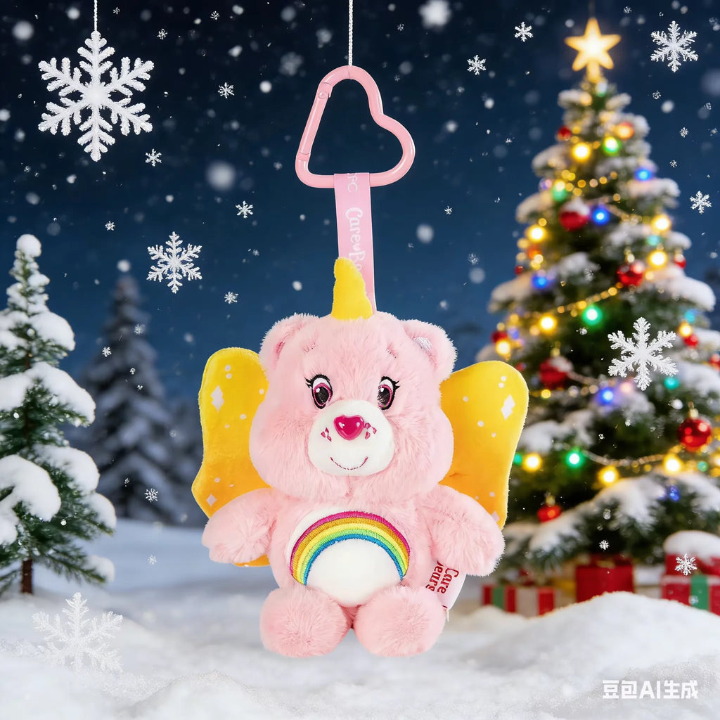 New Genuine Carebears Plush Rabbit Hat Keychain Rainbow Bear Doll Pendant School Bag Ornament Gift
