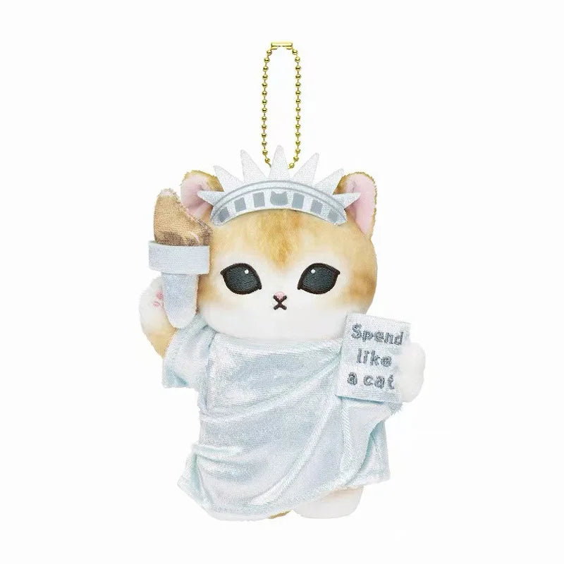 12cm Cattoon Anime Global Travel Styles Mofusand Plush Doll Toys Stuffed Animals Keychain Small Pendant Christmas Birthday Gifts