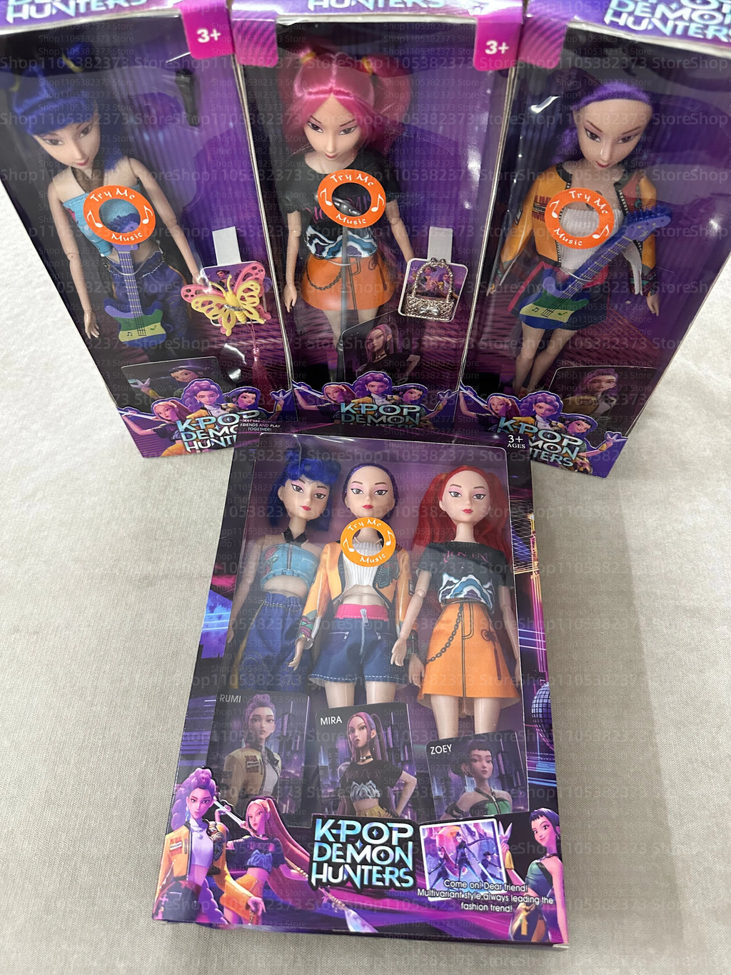 Kpop Rumi Mira Zoey Vinyl Doll Anime Hunters Girl 11 Inch Articulated With Theme Music Cute Toy 3PCS Set Gift for Kids Girl Fans