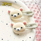 4Pc Strawberry Chocolate Bunny Hairpins Cute Cartoon Design Durable Plastic Hair Accessories Styling Fixed Decorative Hair Pinch