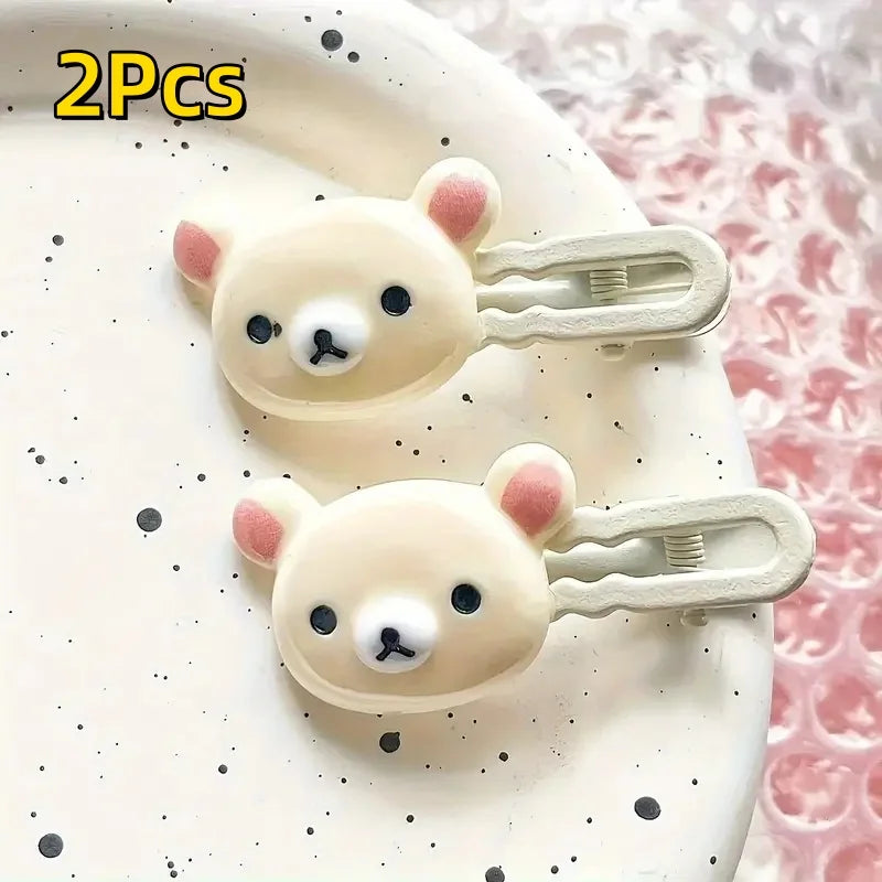 4Pc Strawberry Chocolate Bunny Hairpins Cute Cartoon Design Durable Plastic Hair Accessories Styling Fixed Decorative Hair Pinch