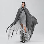 Halloween Witch Cloak with Hood Exaggerated Ripped Grim Reaper Cape Cosplay Props for Party Cosplay Fall Casual Coats Gothic Y2K