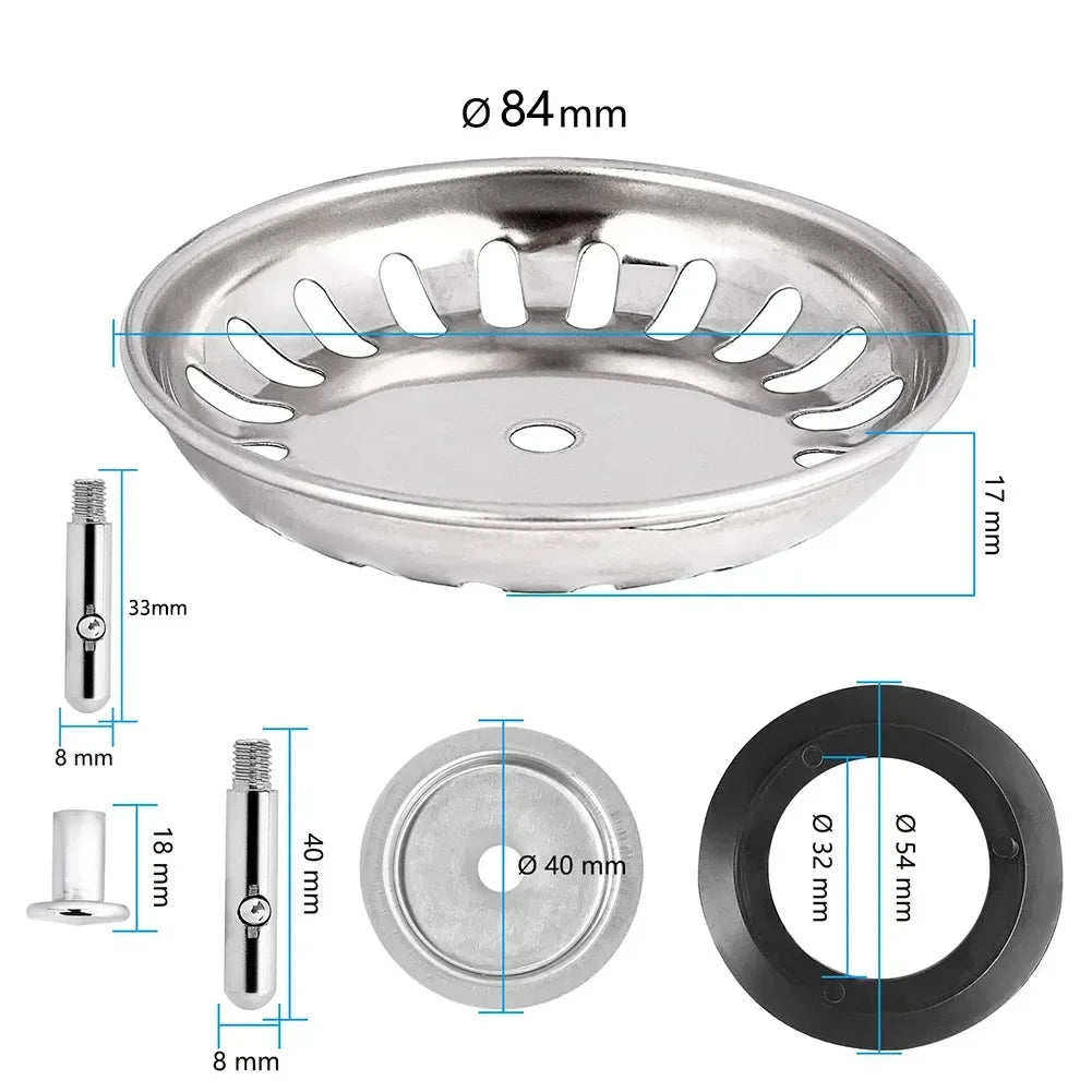 Kitchen Sink Strainer Stainless Steel 80/82/84 Mm Household Water Basin Sink Drainer Strainer Basket Waste Plug Stopper Filter