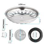 Kitchen Sink Strainer Stainless Steel 80/82/84 Mm Household Water Basin Sink Drainer Strainer Basket Waste Plug Stopper Filter