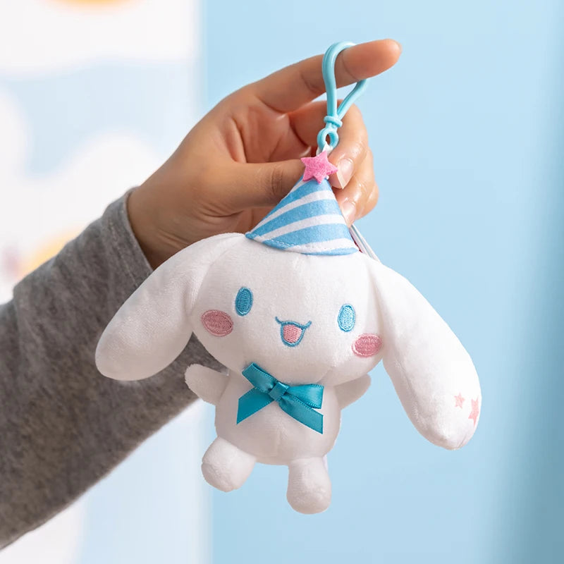 Sanrio Happy Cinnamoroll Plush Pendant Bag Accessories Plush Keychain Girls Backpack Car Phone Hanging Plush Keyrings