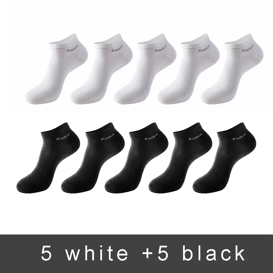 5/10/15 Pairs Men's Bamboo Fiber Socks Short High Quality New Casual Breatheable Anti-Bacterial Man Ankle Socks Men Size 38-45