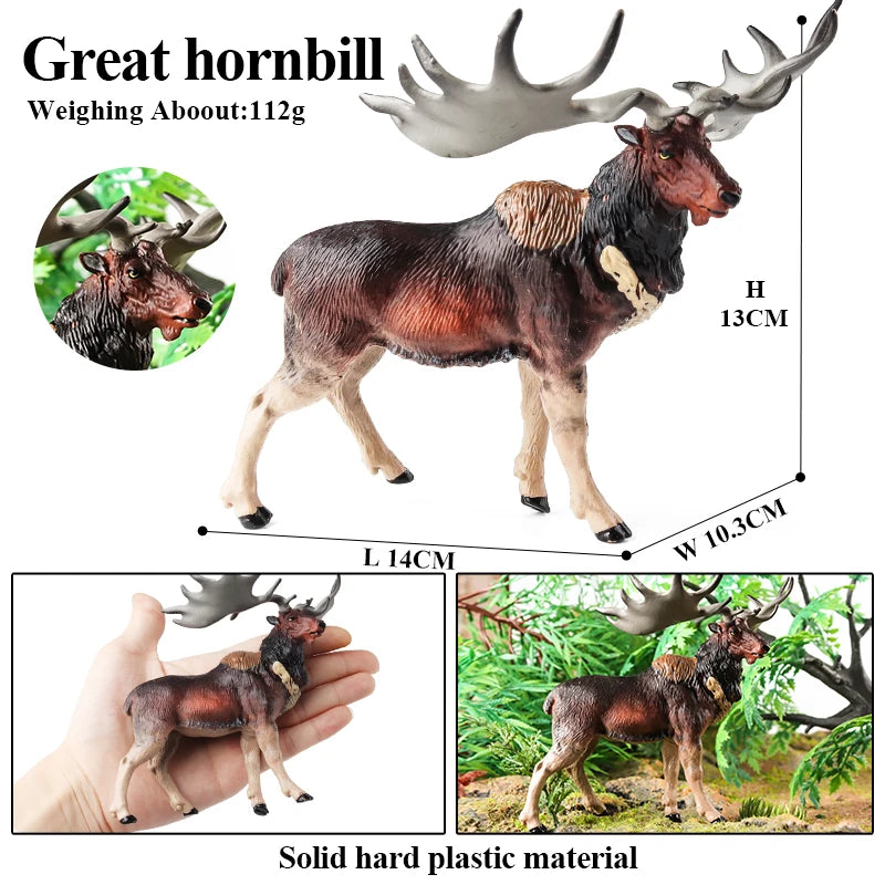 Oenux Forest Deer Animals Simulation Wild White-Tailed Elk Action Figures Moose Figurines Model Decoration Toy Kids Xmas Gift