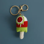 Handmaking Crochet Ice Cream Keyrings Wholesale Sweet Ice Cream Cone Series Crochet Keychain For Bag Pendant  Custom Accessories