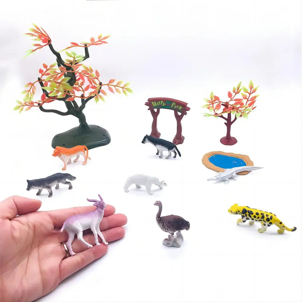 96pcs Animal Model Wild Jungle Zoo Plastic Action Figures Tiger Lion Collection Model Doll Educational Toy for Children Gift