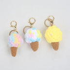 Handmaking Crochet Ice Cream Keyrings Wholesale Sweet Ice Cream Cone Series Crochet Keychain For Bag Pendant  Custom Accessories