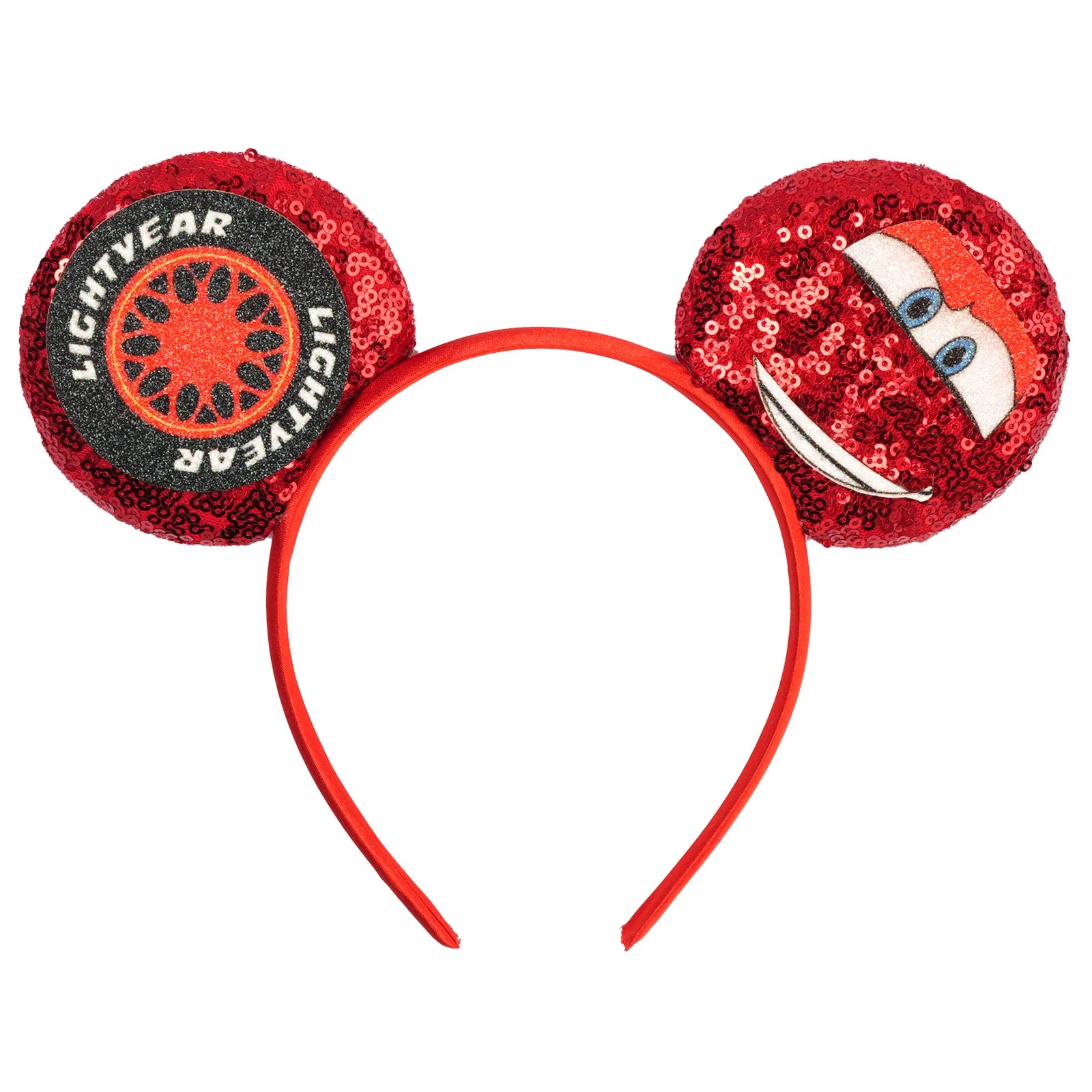 Disney Pixar Cars Kawaii Ear Headbands for Adults Lightning McQueen Hairband Cars on The Road Headwear Girl Bow Hair Accessories