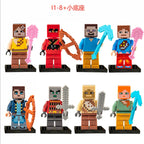 8pcs/lot Minecrafte Creeper Small Building Blocks EnderDragon DIY Steve Cube Skeleton Horse Figures Mini Building Block For Kids