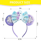 Frozen Elsa Mickey Mouse Ear Headband Sparkling Purple Bow Hair Hoops for Party Valentine Day Gift Holiday Hair Accessories