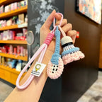 Soft Cute Crochet Badminton Keychain Mini Bright Color Knitted Badminton Pendant Bag Hanging Charms Car Keyring Backpack Decor