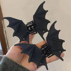 1Pc Gothic Punk Matte Black Bat-Wing Claw Clip, Elegant Women's Metal Ponytail Hair Accessory/Hair Claw, Suitable for Halloween